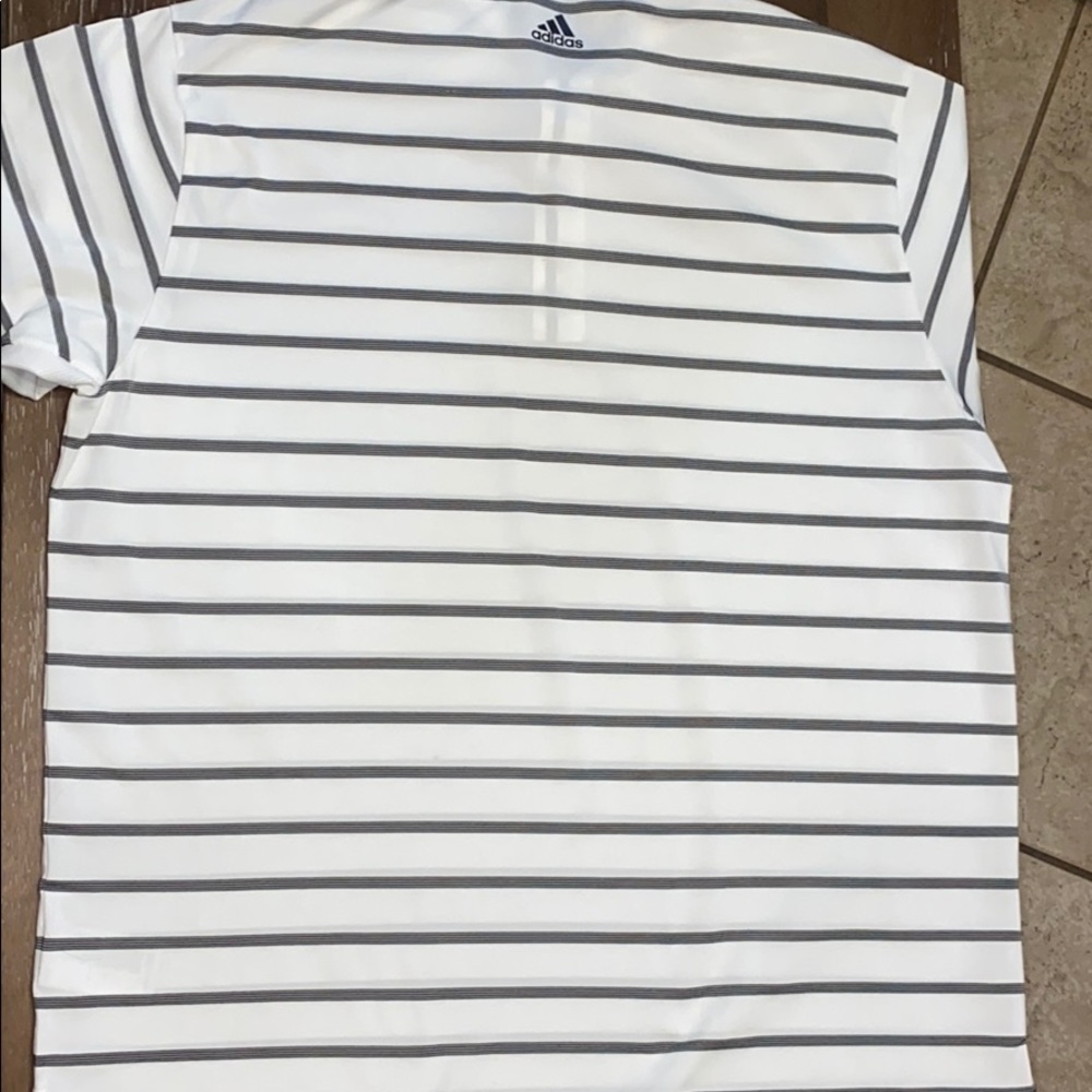 Adidas Clima cool white black stripes golf shirt L - Picture 3 of 5